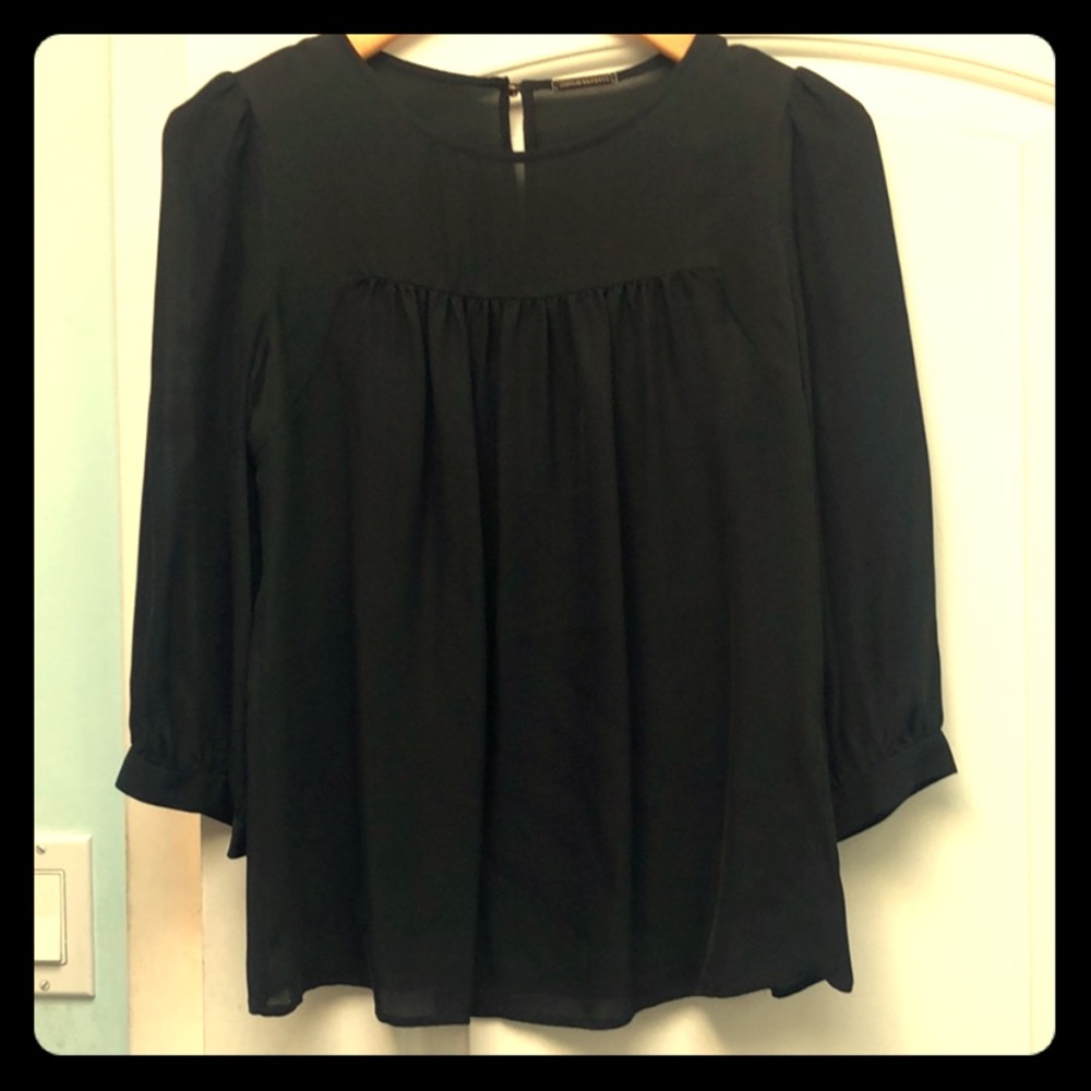 Loeffler Randal 100% silk black blouse sz 8